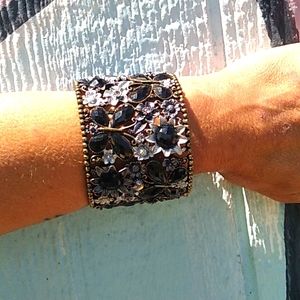 Vintage Floral and Butterflies Cuff Bracelet